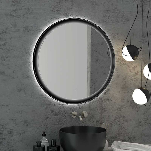 Зеркало с подсветкой Континент Planet black Led D 800 с бесконтактным сенсором (ЗЛП684)