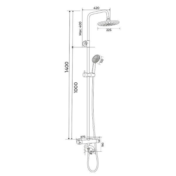 Душевая система Wesnaart Dusha хром (DUS08-302)