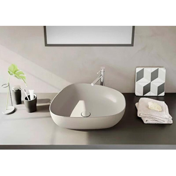 Раковина накладная Vitra Outline Recycled TV 57x45 без перелива матовый тауп (7991B066-0016)