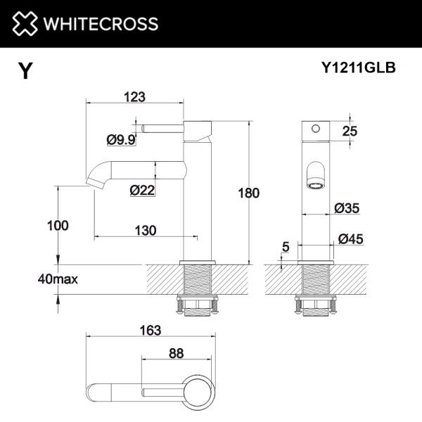 Смеситель для раковины Whitecross Y брашированное золото (Y1211GLB)