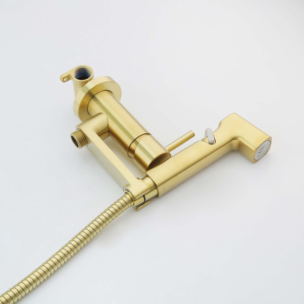 Смеситель с гигиеническим душем Aquatek Ника золото шлифованное (AQ1819BG)