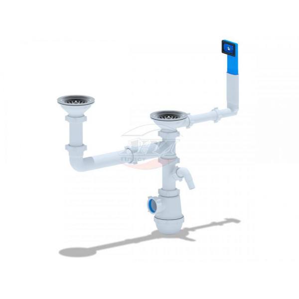 Сифон 40 мм. бутылочный АНИ "Грот" с 2-мя выпусками 3 1/2"*115 мм., отводом для стир.машины и жестким прямоугольным переливом (разноуровневый, смещенн Сифон 40 мм. бутылочный АНИ "Грот" с 2-мя выпусками 3 1/2"*115 мм., отводом для стир.машины и жестким прямоугольным переливом (разноуровневый, смещенн