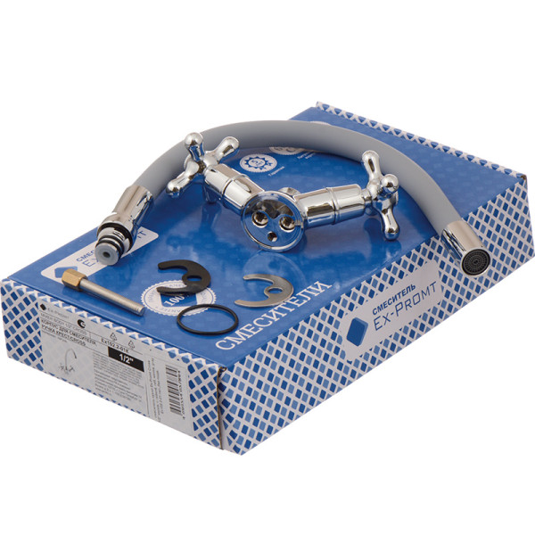 Смеситель для кухни Ex-promt Cross с гибким изливом, хром (Ex102.2-01 gray) Смеситель для кухни Ex-promt Cross с гибким изливом, хром (Ex102.2-01 gray)