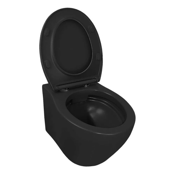 Унитаз подвесной Keras matt black безободковый с сиденьем микролифт 520x370x360 (AZ-99046B) Унитаз подвесной Keras matt black безободковый с сиденьем микролифт 520x370x360 (AZ-99046B)