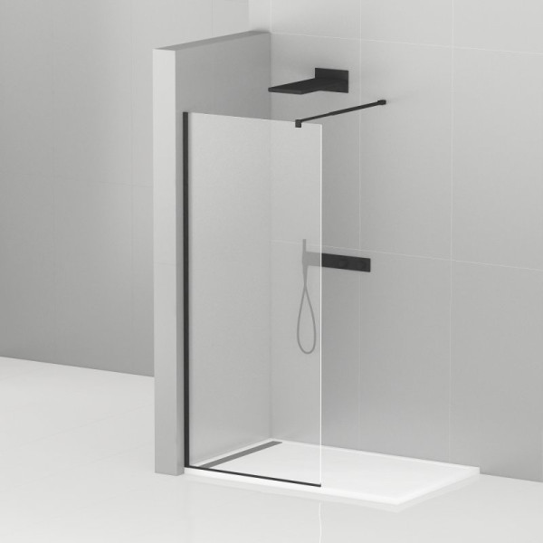 Душевая перегородка Cezares Liberta 80x195 стекло прозрачное, профиль черный (LIBERTA-L-1-80-C-NERO)