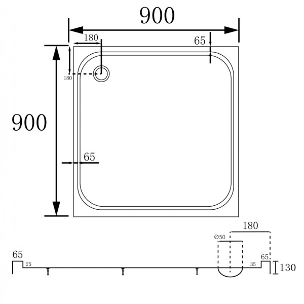 Душевой поддон Abber 90x130x90 белый (AD3D090)