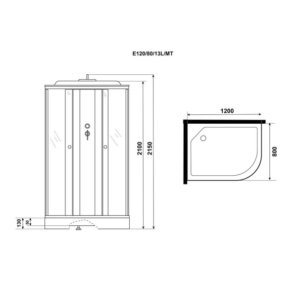 Душевая кабина Eco 80x120 стекло матовое, профиль хром матовый (E120/80/13L/MT)