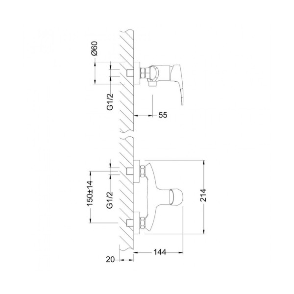 Смеситель для душа Lemark Linara с душевым комплектом (LM0403C)
