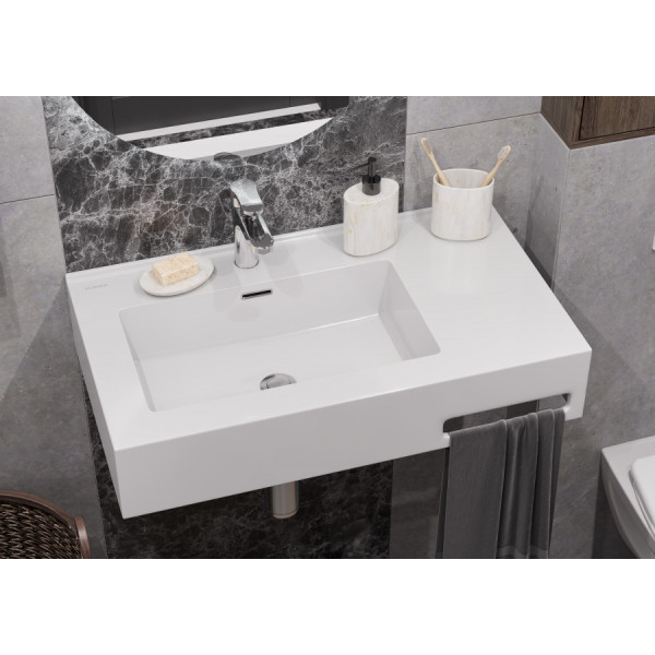 Раковина подвесная Aquaton Квадро Про 80x45x16,5 L белый (1.A734.4.31Q.A01.L)