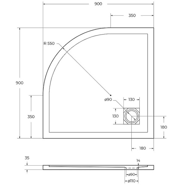 Душевой поддон BelBagno Uno 90x90x3,5 белый (TRAY-MR-UNO-R-90-550-3,5-W-CR)