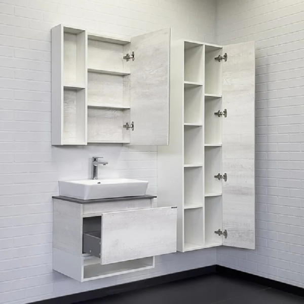 Тумба подвесная с раковиной Comforty Прага 600x520x630 дуб белый/графит (00-00014535) Тумба подвесная с раковиной Comforty Прага 600x520x630 дуб белый/графит (00-00014535)