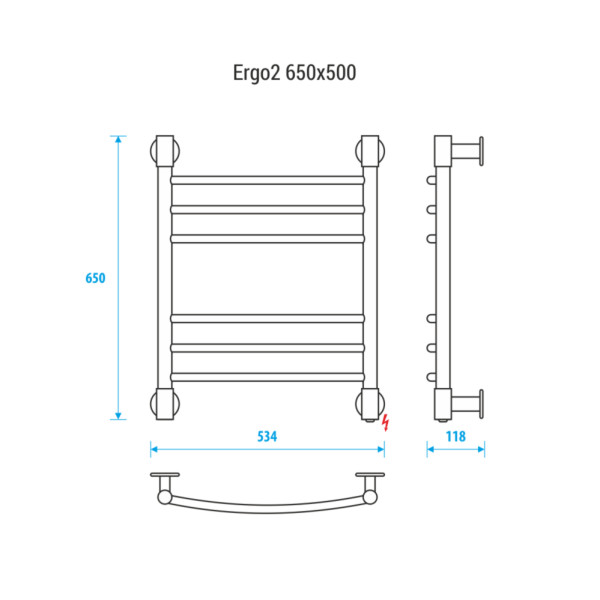 Полотенцесушитель электрический Energy Ergo2 650х500 белый матовый