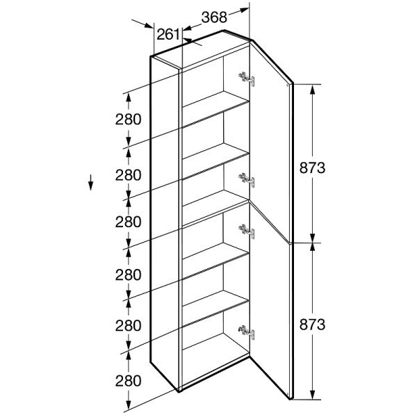 Пенал подвесной Roca Ona 40x30x175 светлый дуб (857635512) Пенал подвесной Roca Ona 40x30x175 светлый дуб (857635512)