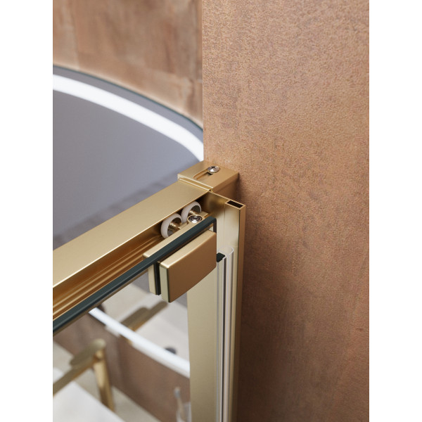 Душевая дверь Cezares Lux 100x195 стекло прозрачное, профиль брашированное золото (LUX-B-FS-1-100-C-BORO)