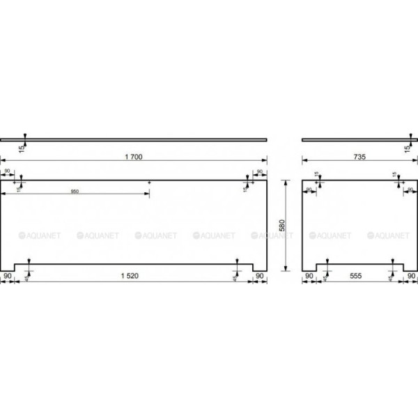 Экран торцевой для ванны Aquanet Lotos Stone 75 без узора белый (332893)