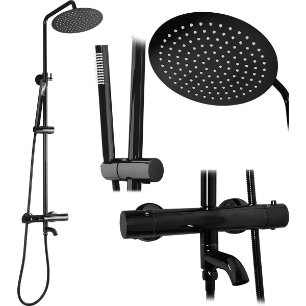 Душевая система термостат с изливом Rea Lungo Black metallic (REA-P8763)