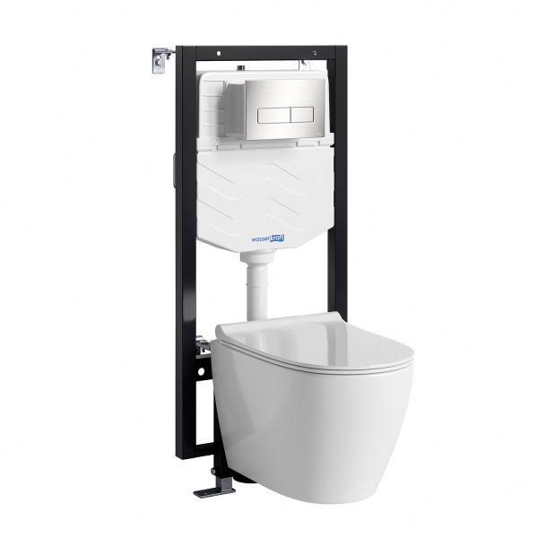 Комплект инсталляция с унитазом WasserKRAFT Vils с клавишей смыва никель c сиденьем дюропласт (56TLT.010.ME.BN03.H002)