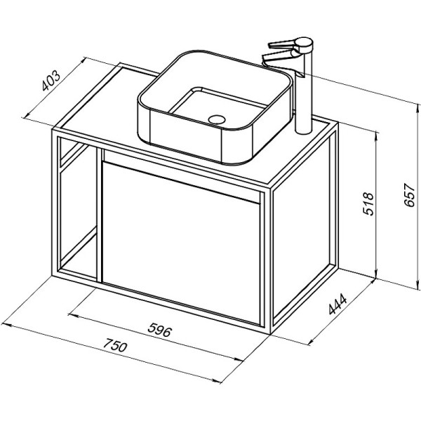 Тумба подвесная Aquanet Nova Lite Loft 75 R дуб рошелье (00261653)
