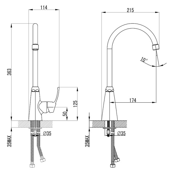 Смеситель для кухни Azario хром (AZ-HU245900)
