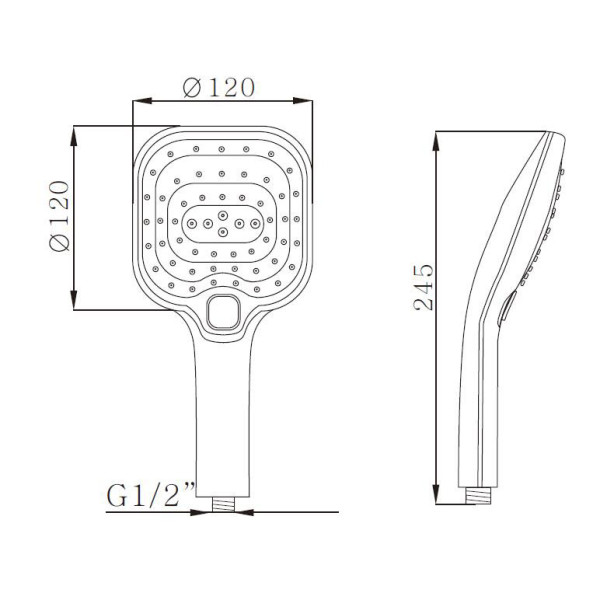 Душевая лейка Melodia 3 функции 120х120 кнопка хром/серый (MKP20415) Душевая лейка Melodia 3 функции 120х120 кнопка хром/серый (MKP20415)