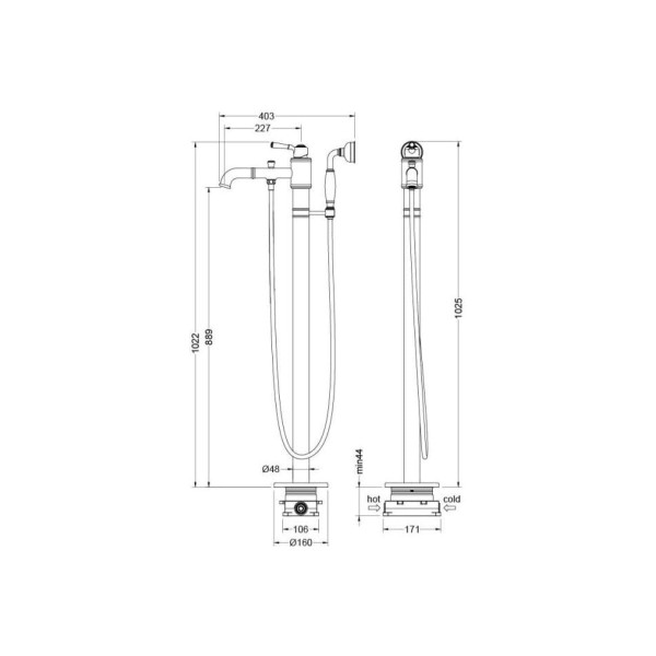 Смеситель напольный Aquatek Классик хром (AQ1545CR)