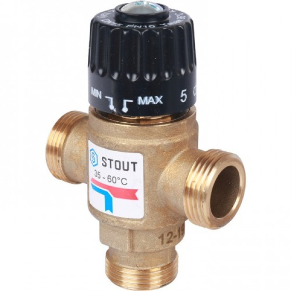 Вентиль термостатический смесительный Stout 3/4" НР 35-60°C, KVs 1,6 SVM-0120-166020 Вентиль термостатический смесительный Stout 3/4" НР 35-60°C, KVs 1,6 SVM-0120-166020