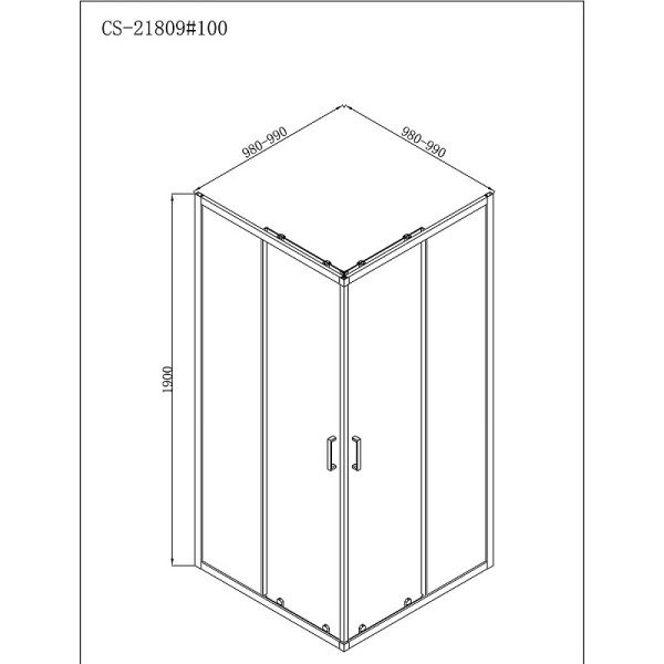 Душевой уголок Loranto Neo 100x100x190 стекло прозрачное, профиль серебро, без поддона (CS-21809-100)