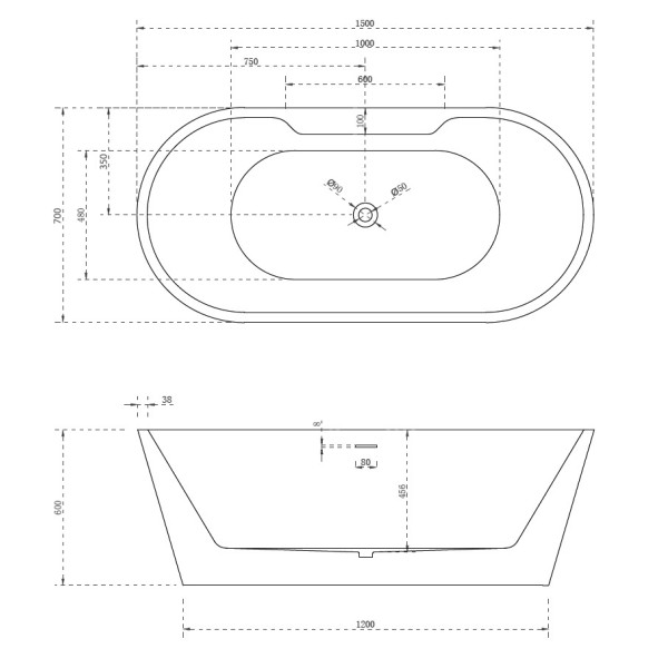 Ванна акриловая Abber 150*70 белая (AB9299-1.5)