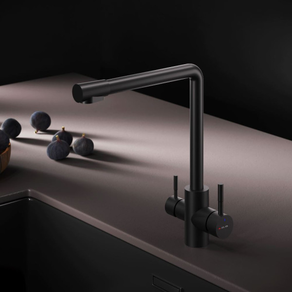Смеситель для кухни AM.PM X-Joy S с L-изливом с каналом для питьевой воды черный (F85B05722)