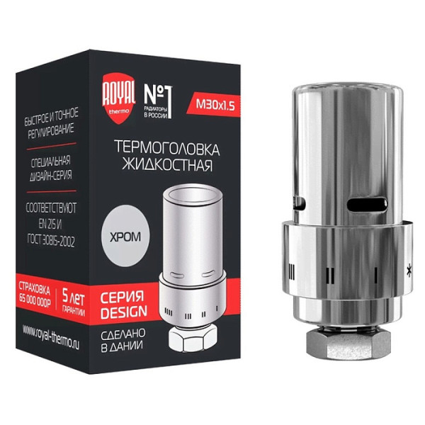 Головка термостатическая М30х1,5 Royal Thermo Design жидкостная (хром) (RATHDN13015CH)