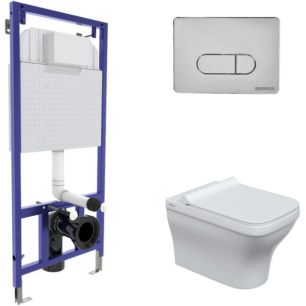 Комплект инсталляция с унитазом Berges Novum c с кнопкой D3 хром глянец, унитаз Strati Rimless, сидение Strati Slim SO (042450) Комплект инсталляция с унитазом Berges Novum c с кнопкой D3 хром глянец, унитаз Strati Rimless, сидение Strati Slim SO (042450)