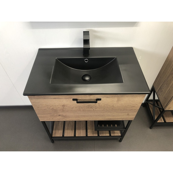 Тумба подвесная с раковиной Comforty Бредфорд 750x465x870 дуб темный (00004149064)