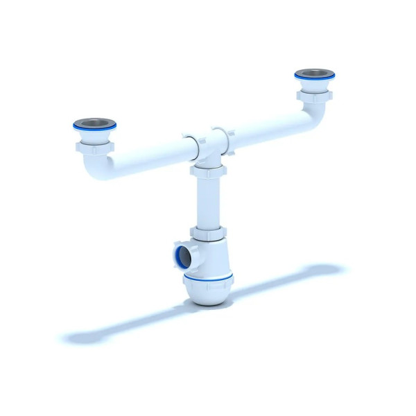 Сифон 40 мм. бутылочный АНИ "Грот" с 2-мя выпусками 1 1/2"*70 мм. АНИ пласт (A3000)