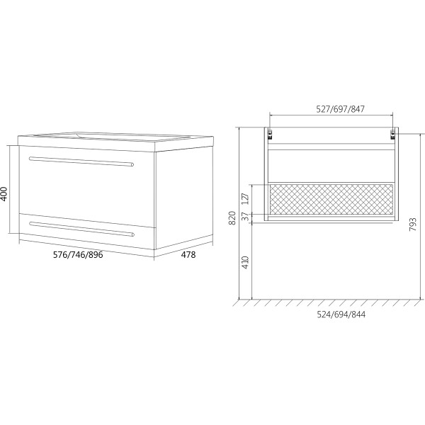 Тумба подвесная 1Marka Соната 576*478*400 белая (У51038)