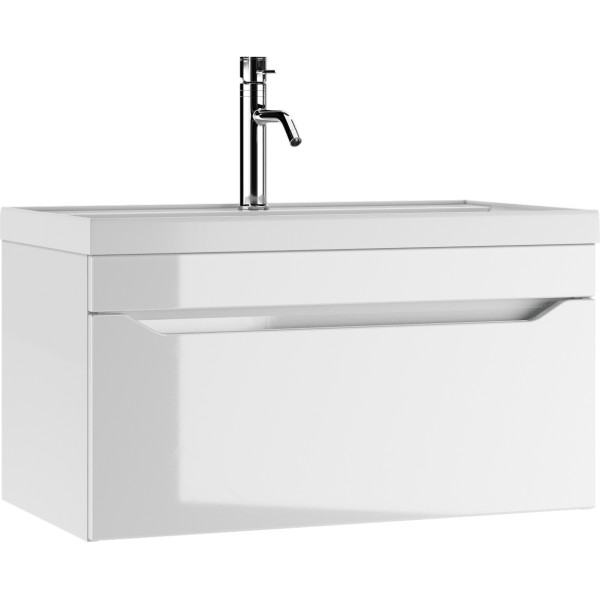 Тумба подвесная под умывальник Bazis 80 Ева с одним ящиком В1 Айсберг Домино (DA5903T)