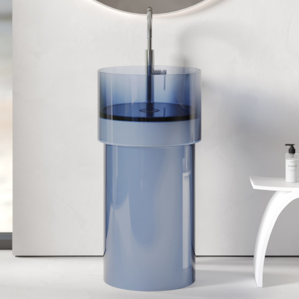 Раковина отдельностоящая Abber Kristall 45x45x90 синий (AT2701Saphir)