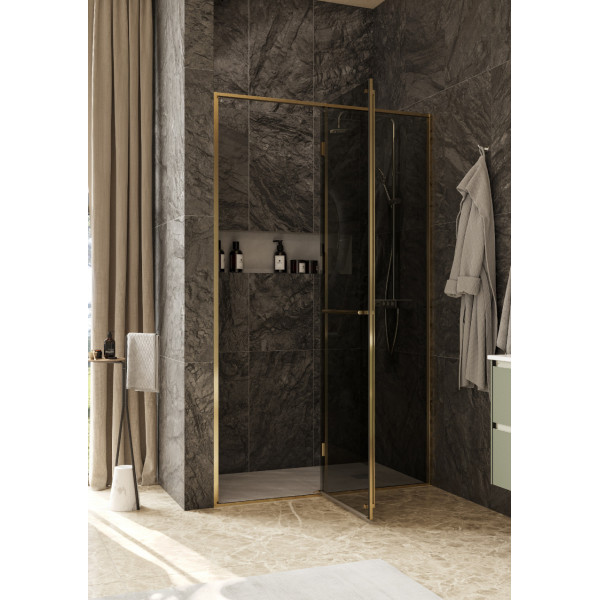 Душевая дверь Roca Apex 140x200  R стекло тонированное, профиль золото матовое (Z.RU93.0.779.0)