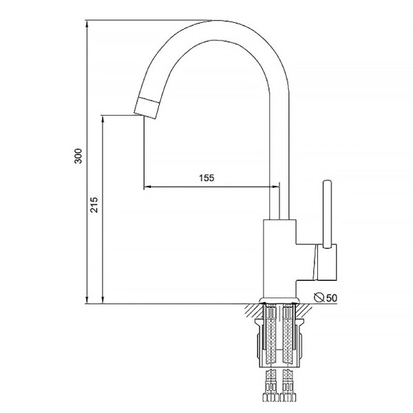Смеситель для кухни Melodia della vita Ostessa оружейная сталь (MDV35116gt)