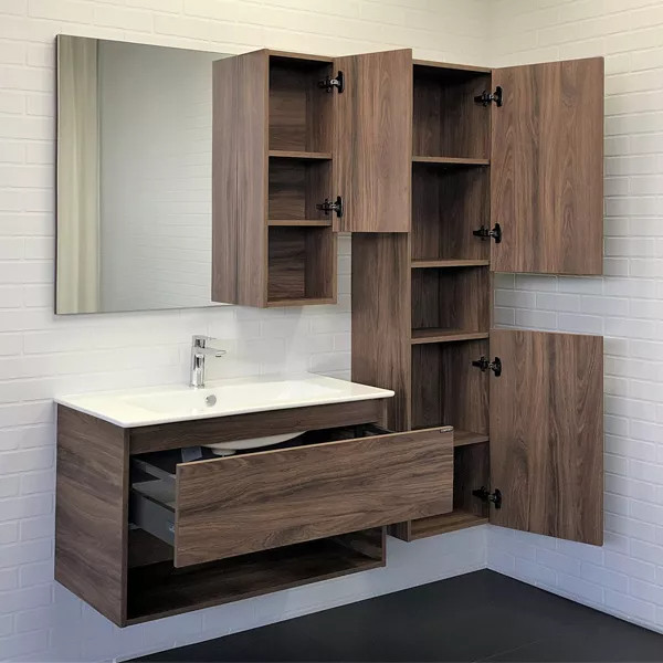 Пенал подвесной Comforty Бордо 400x320x1600 дуб темно-коричневый (00-00007266)