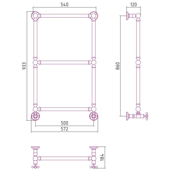 Полотенцесушитель водяной Сунержа Ренессанс 1304 860х500 хром (00-0280-8650) Полотенцесушитель водяной Сунержа Ренессанс 1304 860х500 хром (00-0280-8650)