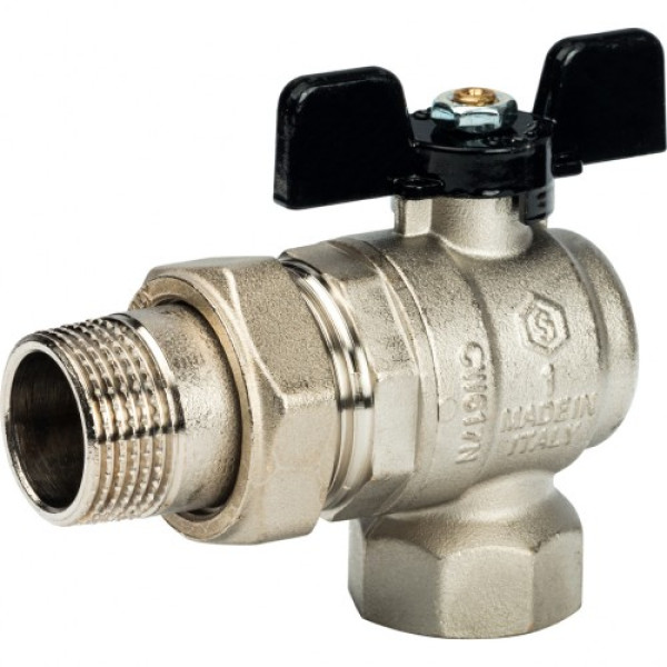 Кран 1" шаровый угловой со сгоном Stout (черная бабочка, полнопроходной) SVB-0008-000025 Кран 1" шаровый угловой со сгоном Stout (черная бабочка, полнопроходной) SVB-0008-000025