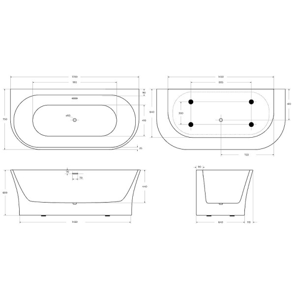 Ванна акриловая BelBagno 170x75 белая (BB711-1700-750) Ванна акриловая BelBagno 170x75 белая (BB711-1700-750)