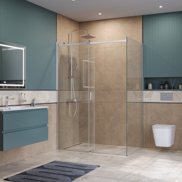 Душевой уголок BelBagno Soft Close-2 150x80x200 стекло прозрачное, профиль хром глянцевый (SOFT_CLOSE-2-AH-1-150/80-C-Cr)