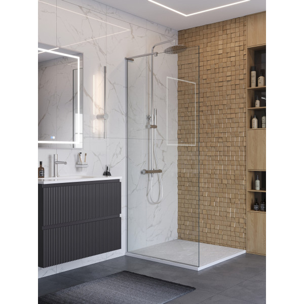 Душевое ограждение BelBagno Uno 90x200 стекло прозрачное, профиль хром глянцевый (UNO-L-1-TB-90-C-Cr) Душевое ограждение BelBagno Uno 90x200 стекло прозрачное, профиль хром глянцевый (UNO-L-1-TB-90-C-Cr)