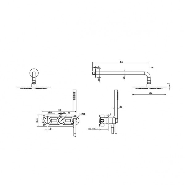 Душевая система Abber Wasser Kreis 316 скрытого монтажа без излива, золотой (AF8118BG)