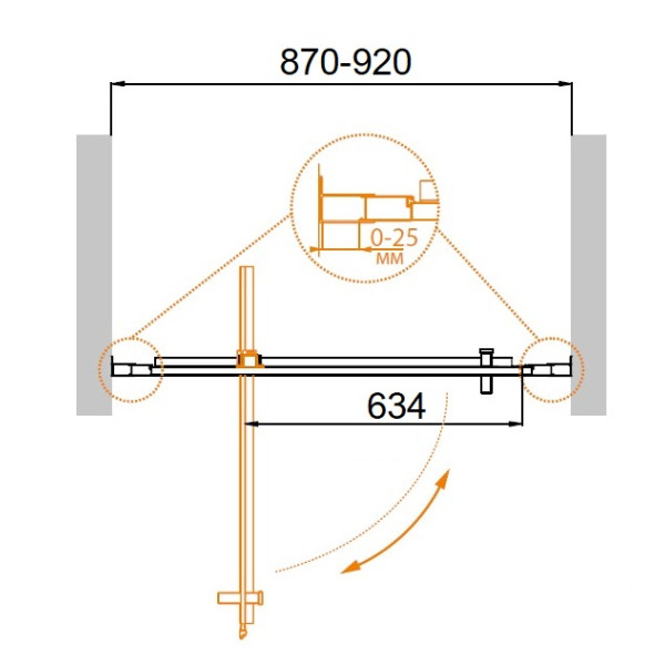 Душевая дверь Cezares Molveno 90x195 стекло прозрачное, профиль хром (MOLVENO-BA-1-90-C-Cr-IV)