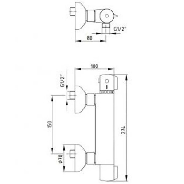 Смеситель для душа E.C.A. Thermostatic хром (102102341EX)