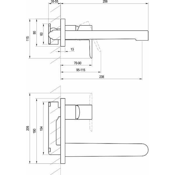 Смеситель для раковины Ravak PU 019.00 внешняя и внутренняя часть хром (X070146)