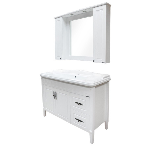 Тумба напольная Comforty Неаполь 1200x895x490 белый глянцевый с раковиной (00-00001522)