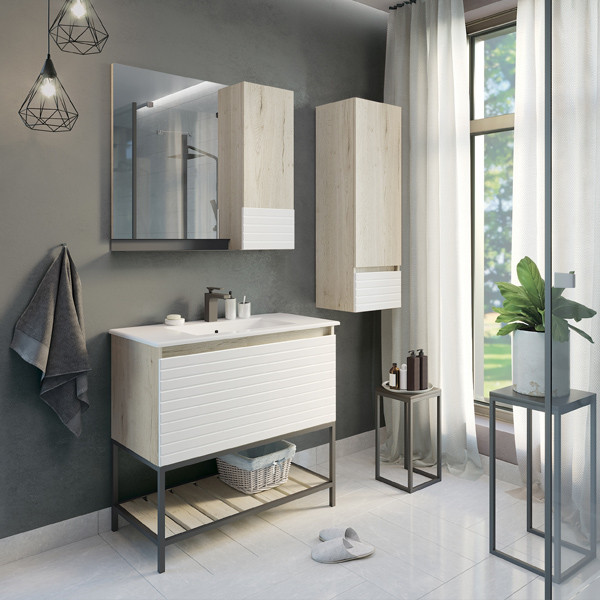 Пенал подвесной Comforty Порто 900x800x140 дуб дымчатый (00-00001351) Пенал подвесной Comforty Порто 900x800x140 дуб дымчатый (00-00001351)